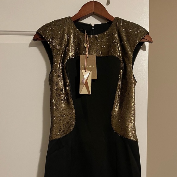 Ted Baker Curved Sequin Bodice Dress - Picture 2 of 6